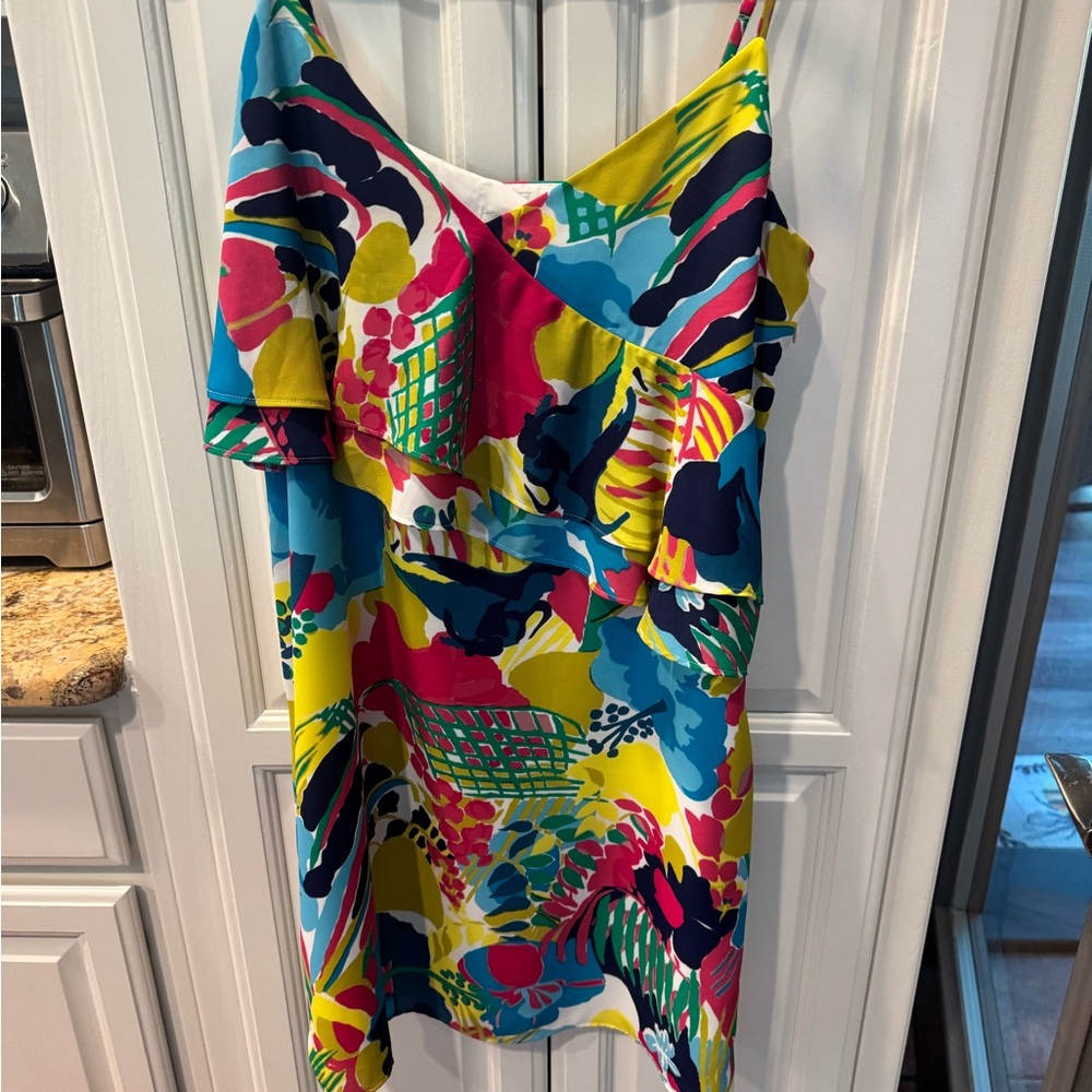 Jcrew Colorful Ruffled Sleeveless Dress
